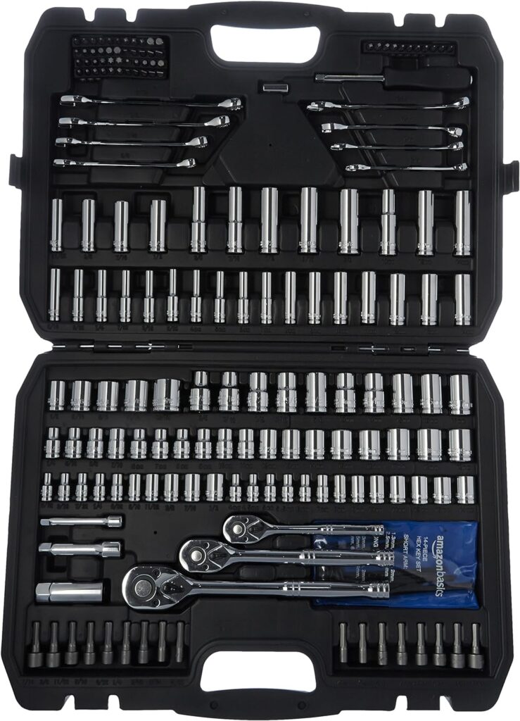 Amazon Basics Mechanics Tool Socket Set With Case, 201-Piece