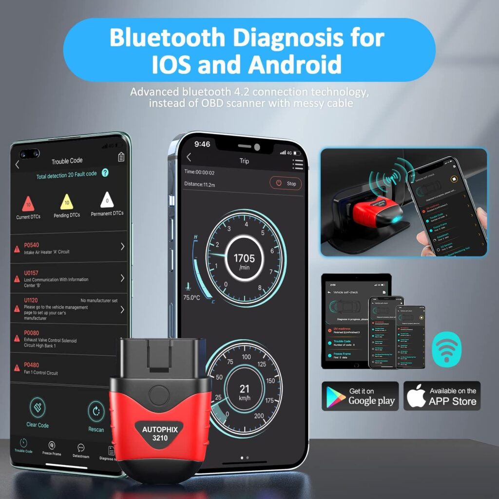 AUTOPHIX 3210 Bluetooth OBD2 Scanner Enhanced Universal Car Diagnostic Scanner for iPhone, iPad  Android, Fault Code Reader Plus Battery Tester Exclusive App for Quality-Newest Generation