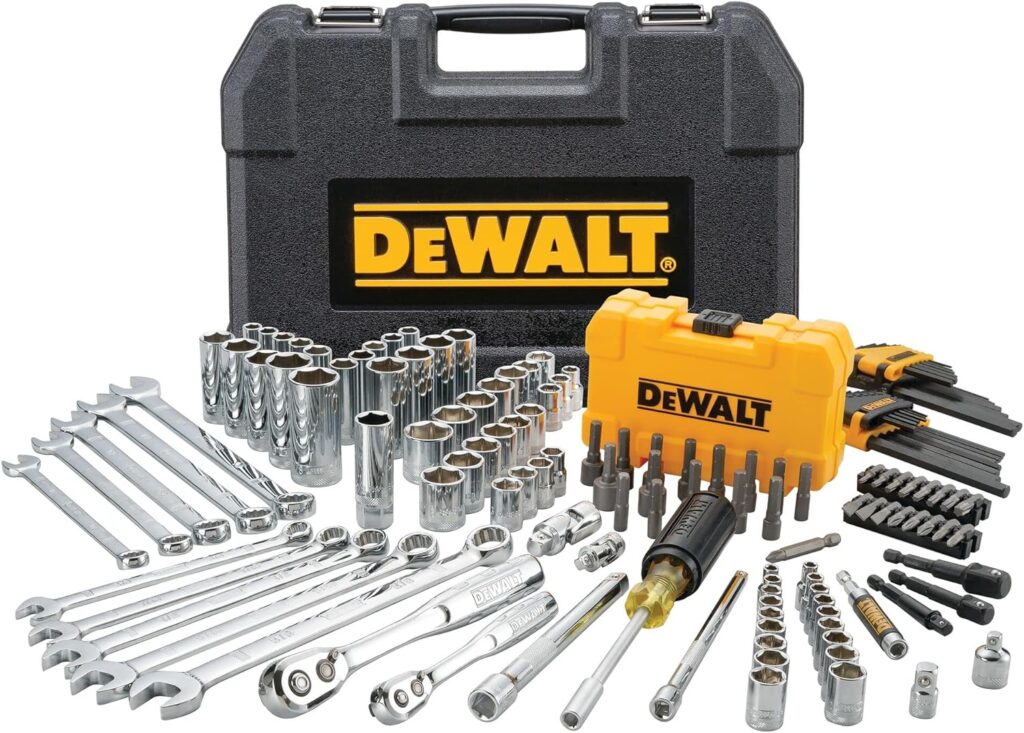 DEWALT Mechanics Tools Kit and Socket Set, 142-Piece, 1/4  3/8 Drive, MM/SAE (DWMT73802)