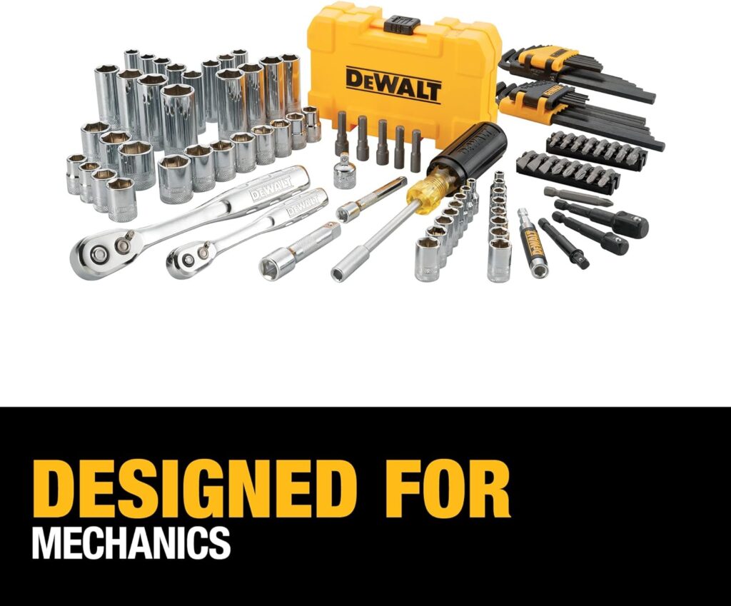 DEWALT Mechanics Tools Kit and Socket Set, 142-Piece, 1/4  3/8 Drive, MM/SAE (DWMT73802)