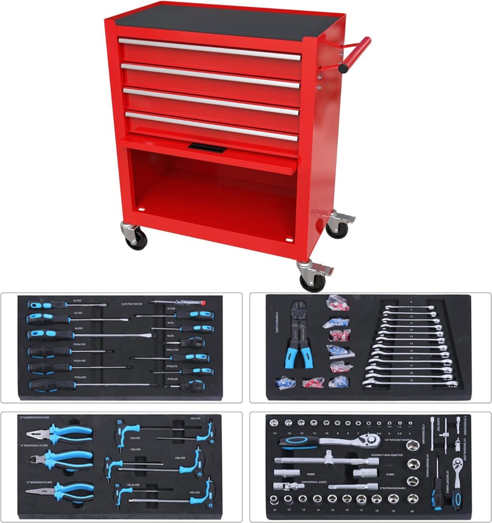 Dithoko 439-Piece Mechanics Tool Set, Household Tool kit with 3-Drawer Heavy Duty Metal Box, Portable Tool Box for Home/Auto Repair - Perfect Gift for Men