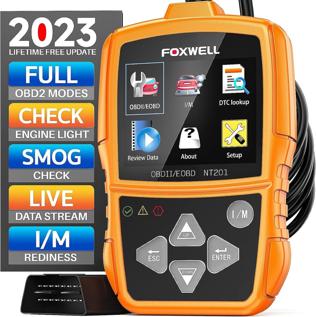 FOXWELL NT201 OBD2 Scanner Diagnostic Tool Auto Check Engine Light Fault Code Reader Car Computer Diagnostic Scan Tool Automotive Code Scanner OBDII EOBD JOBD CAN Tester for All OBD II Vehicles