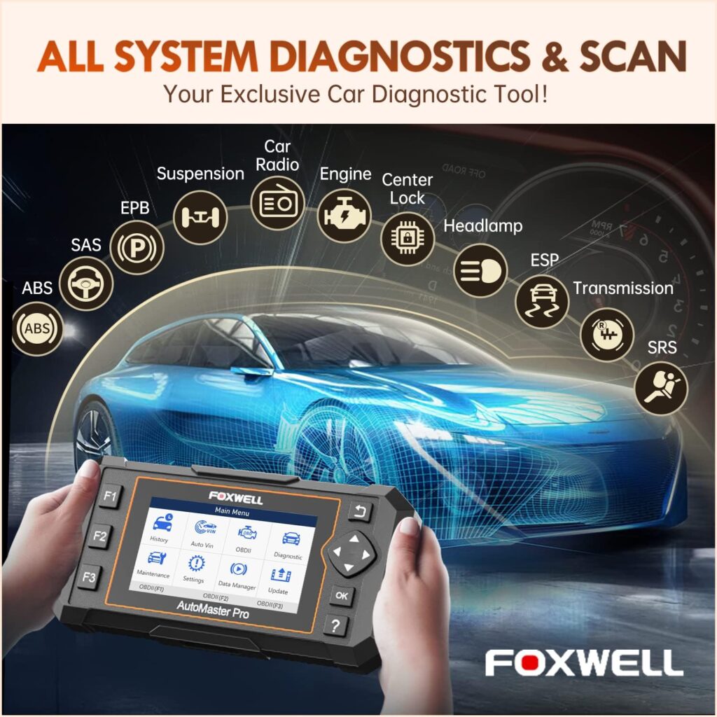 FOXWELL OBD2 Scanner NT624 Elite Car Scanner All System Scan Tool 8 Reset Automotive Scanner Diagnostic Tool ABS Bleeding/SAS/TPS/Oil/EPB/BRT/Injector/D-P-F Lifetime Free Update Car Code Reader