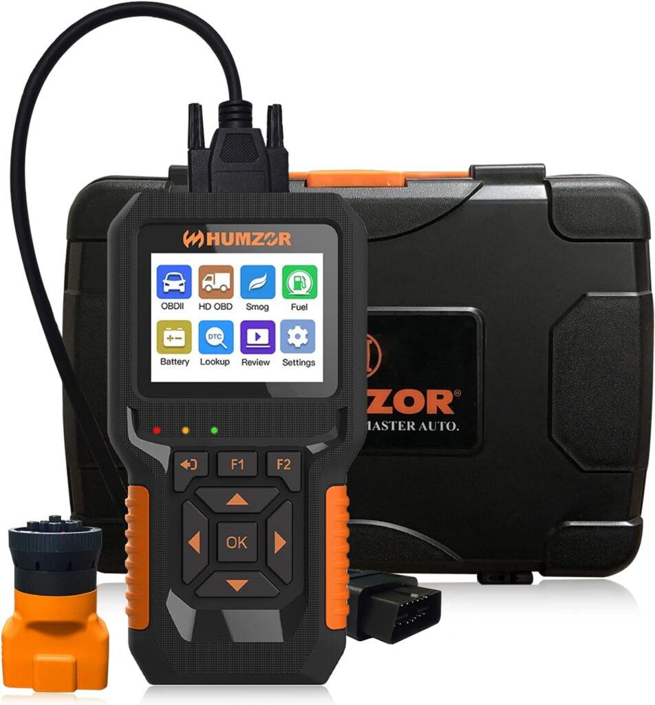 HUMZOR OBD2 Scanner Diagnostic Tool, Car/Heavy Duty Truck Engine Fault Code Reader, NC601 Supporting 16/9 Pin Interface Read Code Erasure Code, Compatible with Light and Heavy Truck, 2 in 1 Scan Tool.