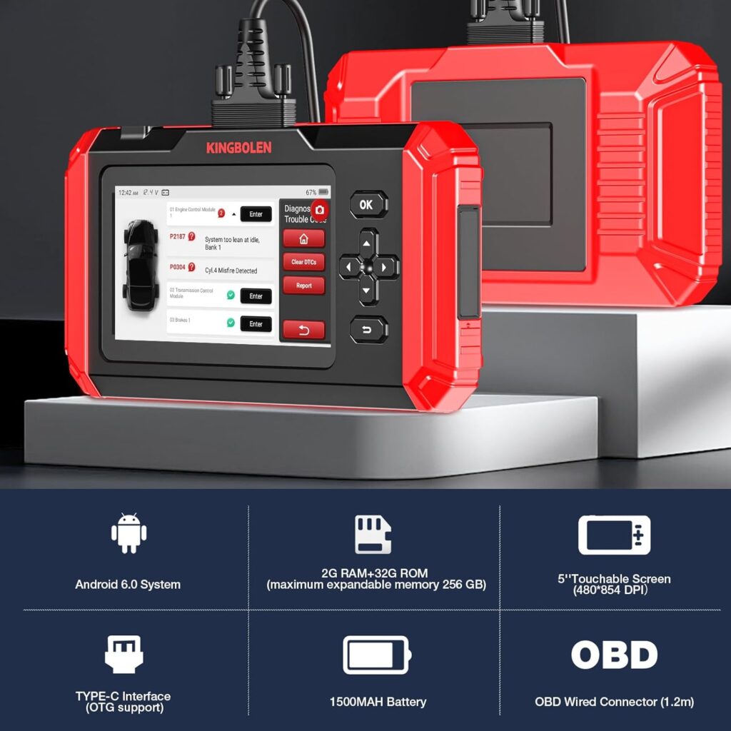 KINGBOLEN S500 OBD2 Code Reader,ECM/TCM/SRS/ABS Scanner with 4 Resets,Automotive Engine Scan Tool with Oil Reset Brake SAS Throttle Adaptation Reset,AutoVIN Car Diagnostic Tools Lifetime Free Upgrade