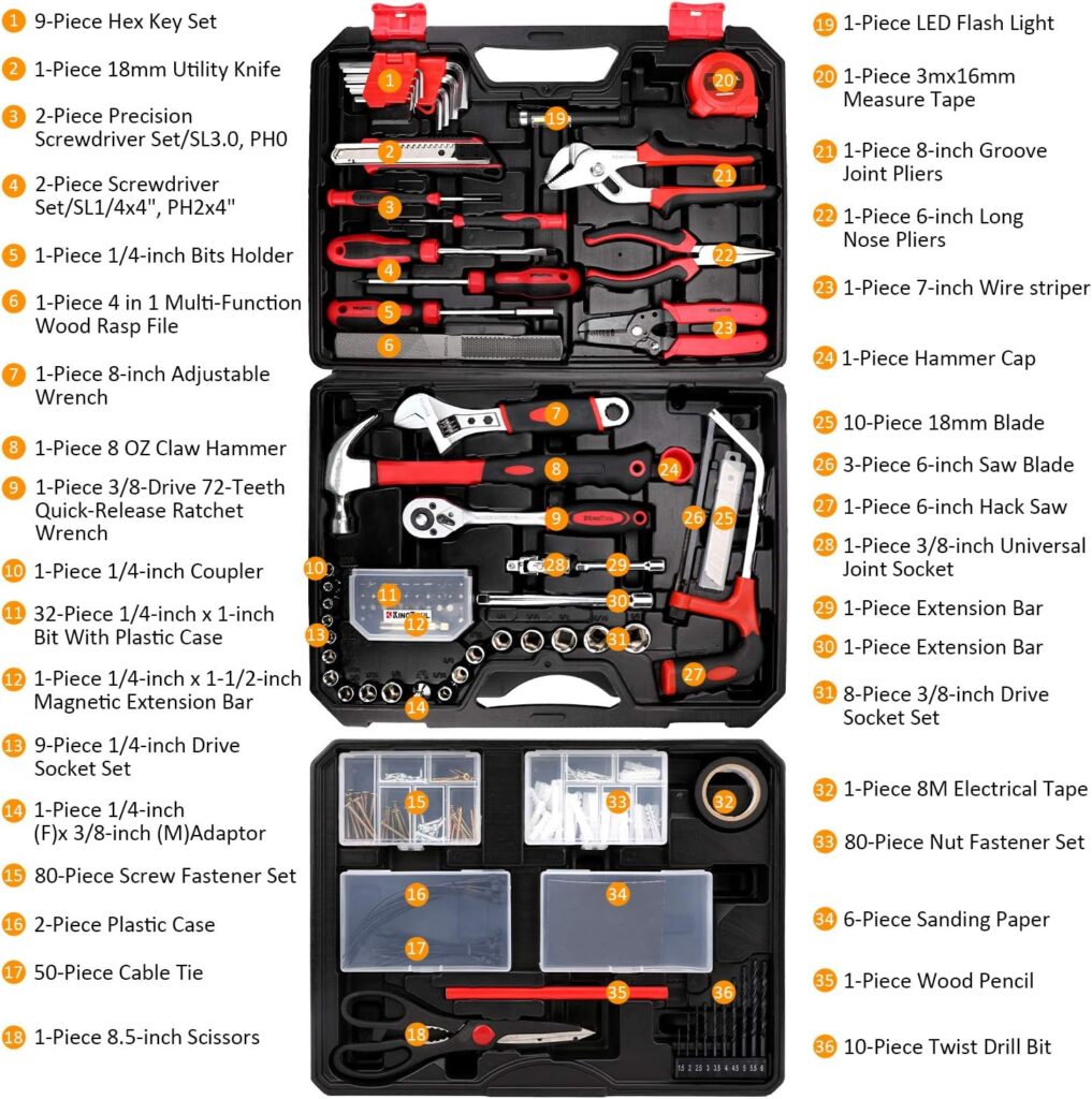 KingTool 325 Piece Home Repair Tool Kit, General Home/Auto Repair Tool Set, Toolbox Storage Case with Drawer, General Household Tool Kit - Perfect for Homeowner, Diyer, Handyman - Amazon.com