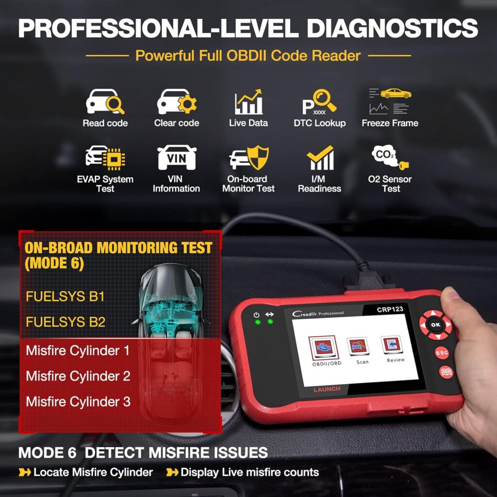 LAUNCH CRP123 Elite OBD2 Scanner-2023 Newest Model Engine/ABS/SRS/Transmission Diagnostic Scan Tool SRS Airbag Code Reader,Lifetime Free Update