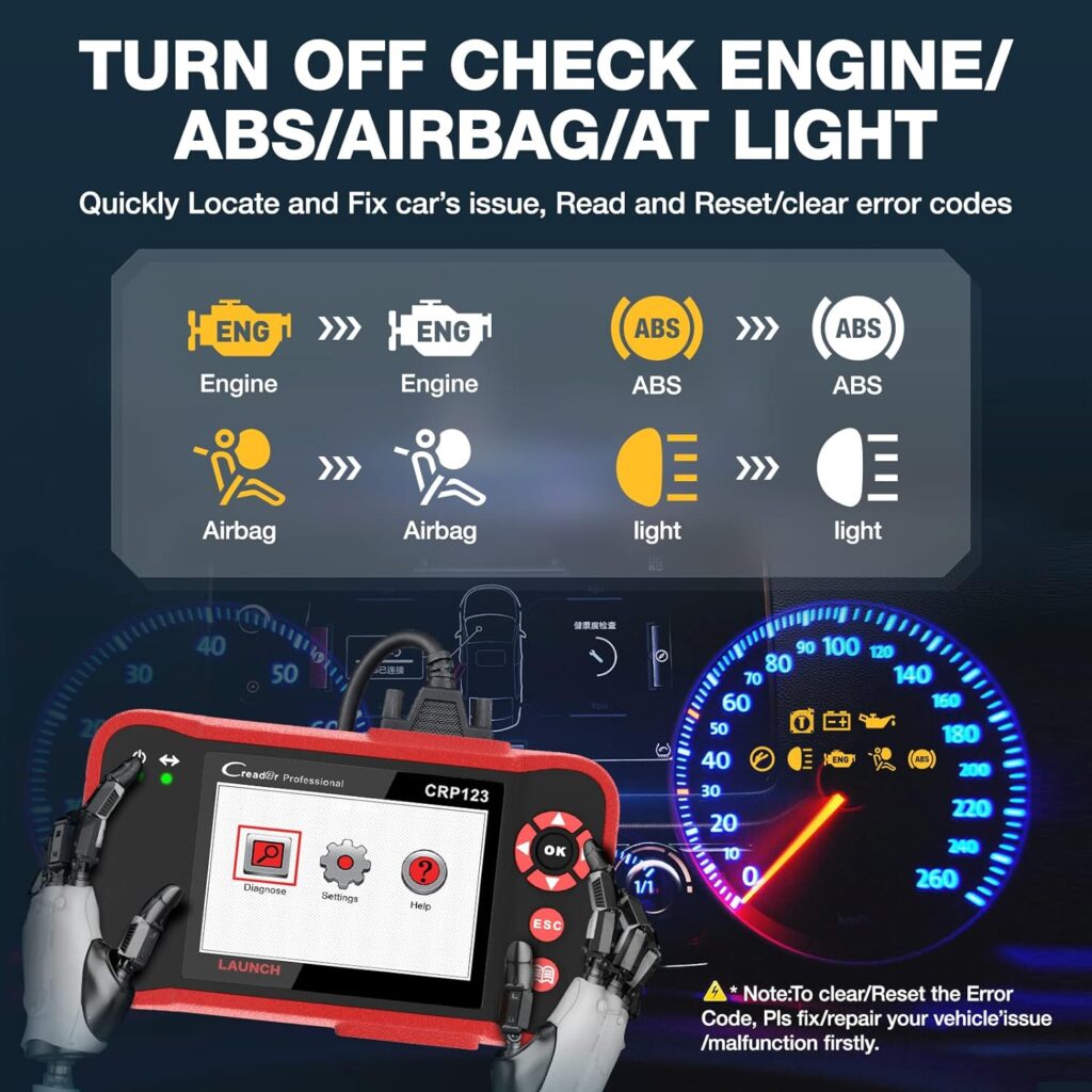 LAUNCH CRP123 Elite OBD2 Scanner-2023 Newest Model Engine/ABS/SRS/Transmission Diagnostic Scan Tool SRS Airbag Code Reader,Lifetime Free Update