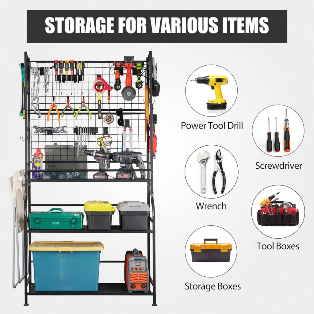 Mythinglogic Alloy Steel Tool Storage Organizer,Heavy Duty Tool Holder for Power Tool, Drill, Screwdriver, Wrench, Storage Shelf for Toolbox, Tool Chest Organizer for Garage, Workshop, Shed, Mechanics