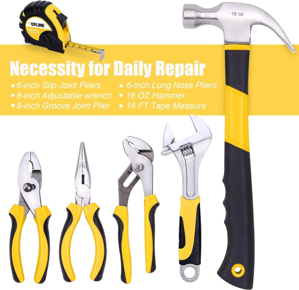 TOPLINE 467-Piece Household Home Tool Sets for Mechanics, 16-Inch Tool Bag with Heavy Duty Home Tool Kit Included, Tool Sets for Men, Tool Kits for Home General Maintenance, Basic Applications